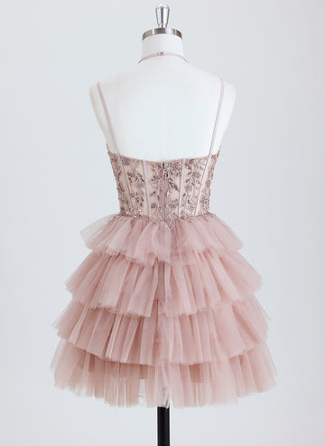 Ball-Gown/Princess Sweetheart Short Tulle Homecoming Dress With Sequins